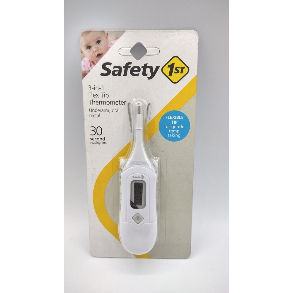 Safety 1st 3-in-1 Flex Tip Thermometer Underarm Oral Rectal White TH075 NEW